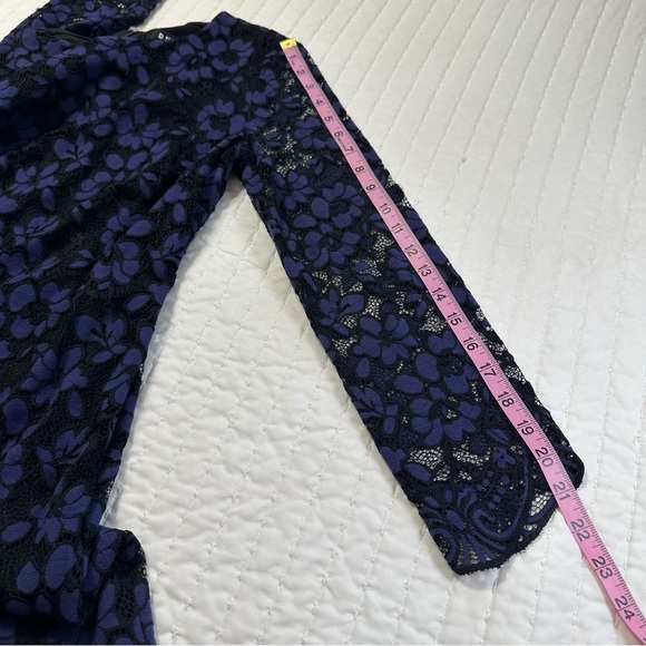 DKNY Elegant Floral Lace Long Sleeve Dress in Purple - Picture 8 of 15